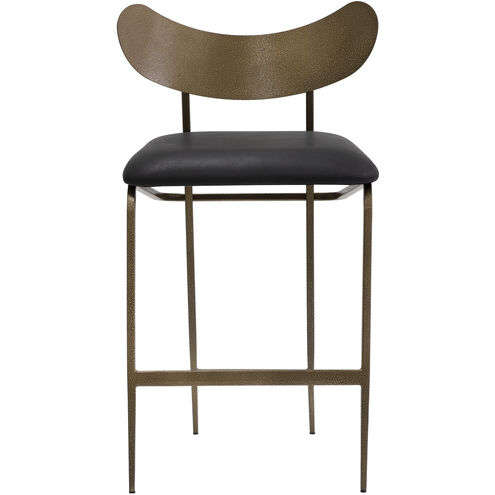 Gibbons 36 inch Antique Brass / Charcoal Black Leather Counter Stool